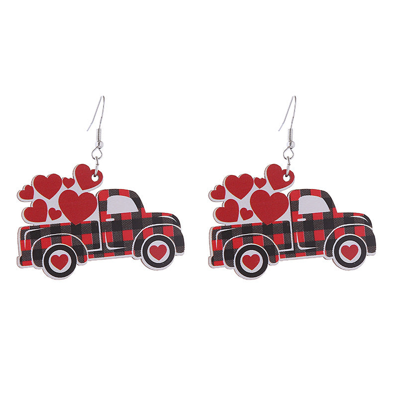 Wholesale Valentine's Day Rainbow Love LOVE Wooden Earrings